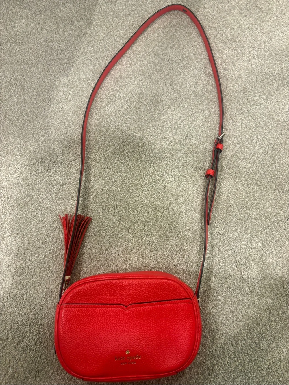 kate spade Red Pebbled Leather Crossbody with Tassel
